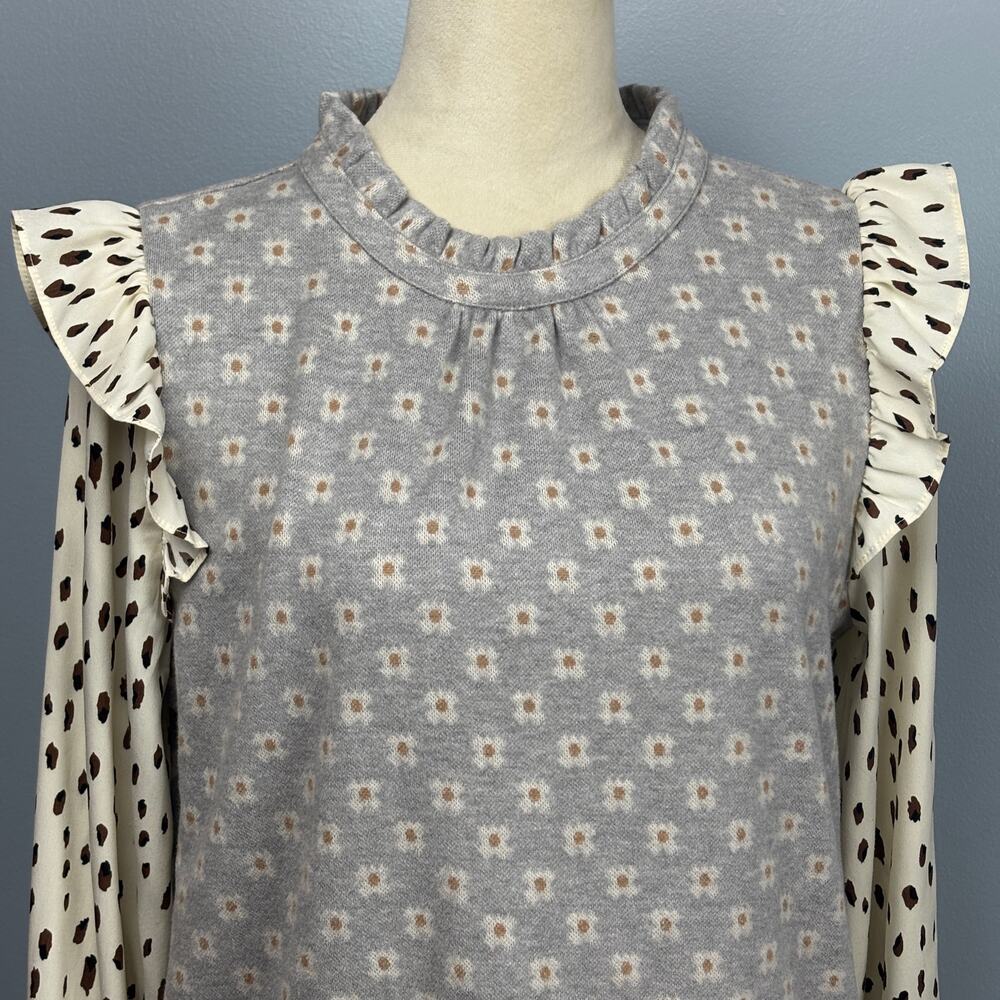 Thml Mixed Print Geometric Pattern Long Sleeve Ru… - image 6